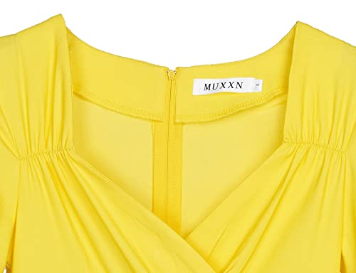 MUXXN Fit and Flare Dress for Women 1950s Retro Dresses Yellow XLarge