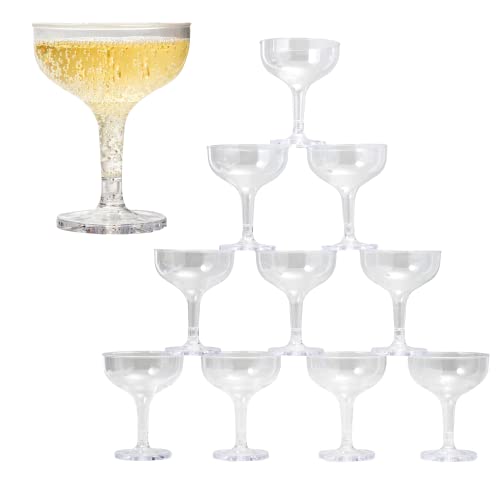 Upper Midland Products Acrylic Champagne Coupe Glasses Set of 35 Sturdy Tower