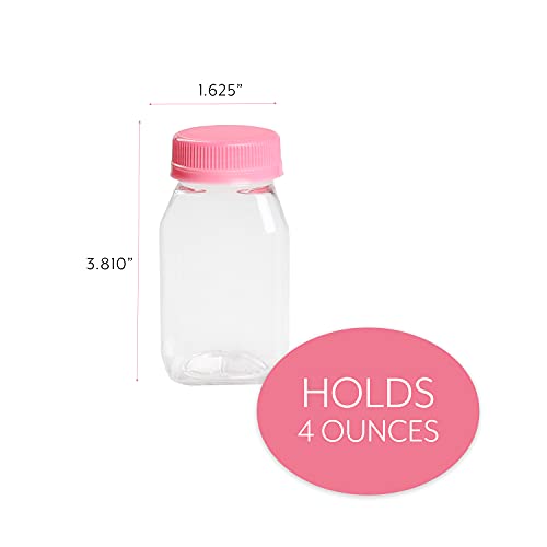 4 Oz Plastic Bottles With Pink Caps Plastic Bottles for Drinks Small