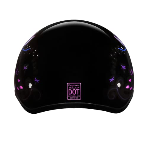 Daytona Helmets Motorcycle Half Helmet Skull Cap Dragonfly 100% Dot Approved