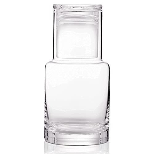 Bedside Water Carafe Clear Glass Carafe With Cup for Nightstand Decor