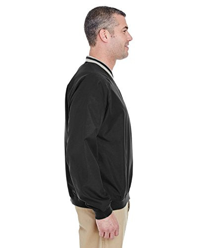 UltraClub Adult Long-Sleeve Microfiber Crossover V-Neck Wind Shirt Large BLACK TAN