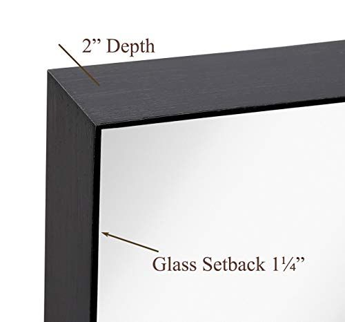 Hamilton Hills 22x30 inch Metal Black Frame Mirror for Bathroom | Brushed Rectangular Squared Corner Vanity | 2" Deep Set Design Large Wall Mirrors Decorative | Hangs Horizontal and Vertical