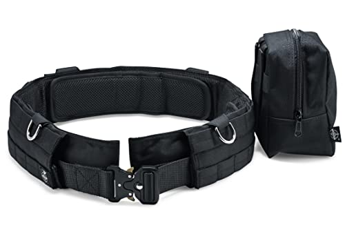 Warrion Tactical Battle Combat Belt - Military with Molle (Black, 32-34 Inch)