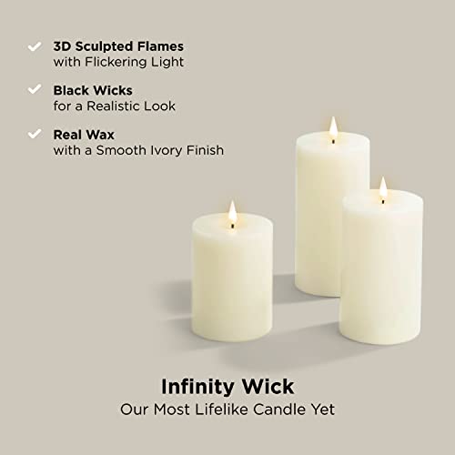 Flameless Candles Set of 3 - Real Ivory Wax 3 inch