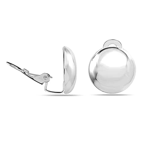 Lecalla 925 Sterling Silver Round Disc Clip on Earrings on Stud Earring for Women