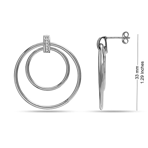 Charmsy Sterling Silver Jewelry Rhodium Circle Hoop Earrings for Women Teen