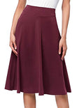 Kate Kasin Women's Plus Size Solid Casual Midi Skirt 3XL Maroon