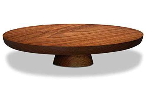 Round Elevated Wood Cake Stand 13.5" Serving Tray for Parties