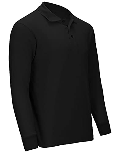 Premium Wear Men's Long Sleeve Polo Shirts Men Black Small