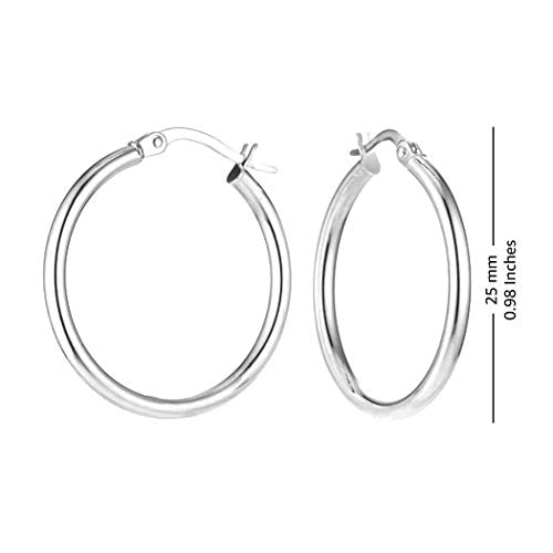 Charmsy 925 Sterling Silver Click-top Hoops Earring Women and Teen 25mm