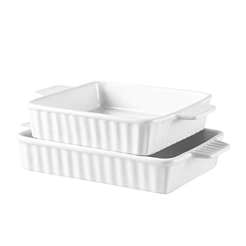 Bruntmor Set of 2 Rectangular Ceramic Bakeware Pans White