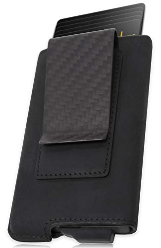 Fidelo Black Minimalist Wallet for Men Slim Credit Card Holder with RFID Blocking Technology, Black