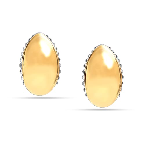 Lecalla 925 Sterling Silver Omega Back Earrings 14k Gold Plated Women 20mm