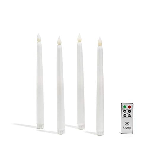 Lamplust Battery Taper Candles 4pack 10 Inch White Remote