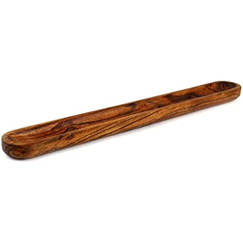 Hand Carved Acacia Wood Long Olive Tray Canoe Style