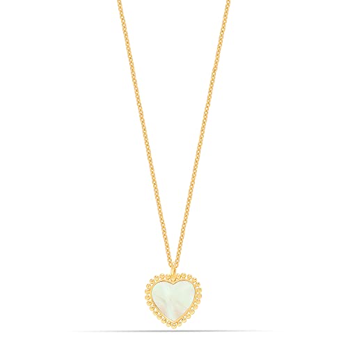 Lecalla Goldplated Heart Pendant Necklace Sterling Silver Mother of Pearl