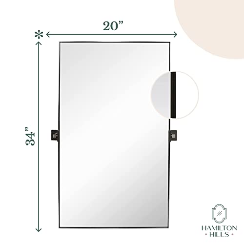 Hamilton Hills 20x34 Inch Silver Framed Pivot Mirror Beveled Wall Decor Silver