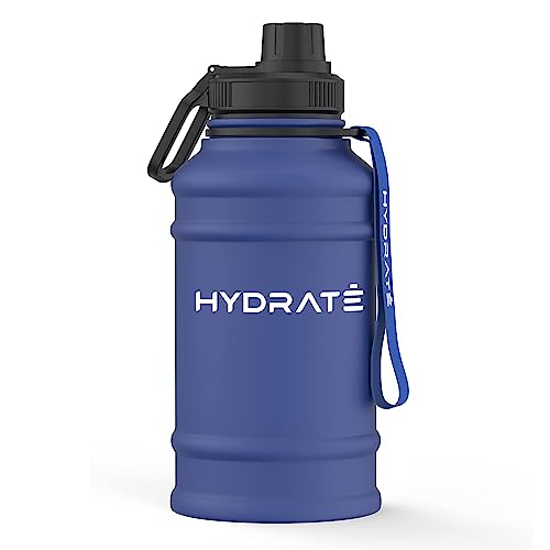 HYDRATE 43 Oz Stainless Steel Water Bottle - BPA Free Metal Water Bottle for Gym, Exercise - Water Jug with Convenient Nylon Carrying Strap and Leak-Proof Screw Cap Water Bottles for Men, Women, Adult