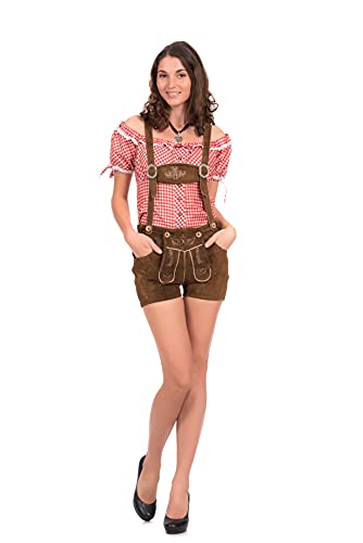 Gaudi-leathers Women's German Trachten Lederhosen Trousers Shorts Light Brown 34