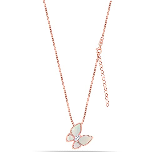 LeCalla 925 Sterling Silver Rose Gold Plated Mother Pendant Necklace for Women