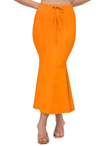 Lycra Saree Shapewear Petticoat for Women Cotton Petticoat Skirts Orange