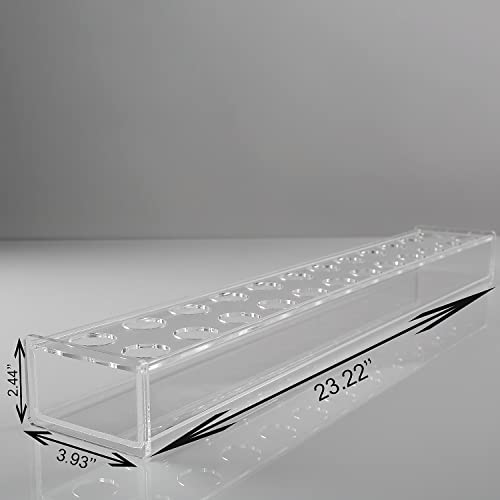 E&F Modern Designs™ Rectangular Floral Centerpiece for Dining Table - 24 Inches Long Rectangle Vase - Acrylic Modern Vase - Low Laying Unique Flower Vases for Home Decor or Weddings (LED Clear)