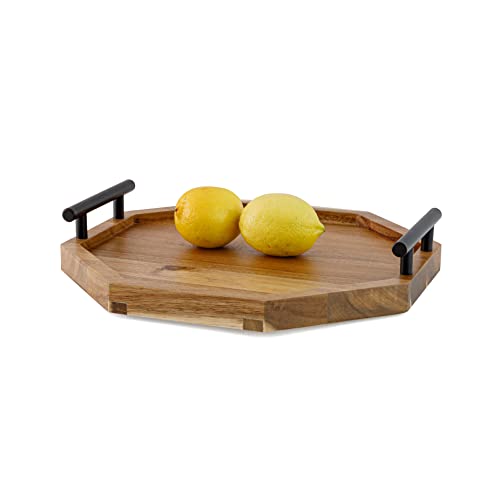Hexagon Wooden Tray Wood Serving Tray Wood Trays for Home Décor Farmhouse Tray Made from Sustainable Acacia Wood Small