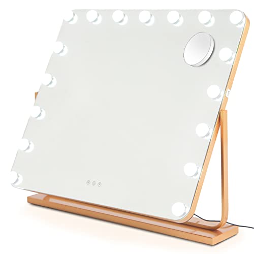 LED Hollywood Vanity Mirror with Lights Desk - Hollywood Vanity Mirror with Lights for Makeup, Desk, Wall - 3-Mode Lighted Vanity Mirror, USB Charging - Makeup Vanity Mirror with Lights