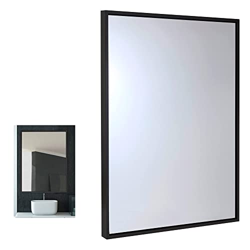 Hamilton Hills 24x36 inch Black Framed Mirror | Large Rectangular Bathroom Mirrors for Wall  Black