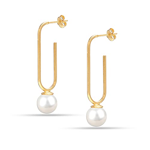 LeCalla Flaunt 925 Sterling Silver Gold Plated Pearl Drop Earrings for Women Earrings