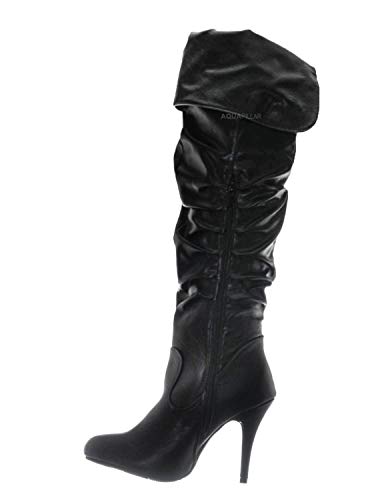 High heel Wrinkled Slouchy Dress Boots Over Knee 5.5 Pair of Shoes