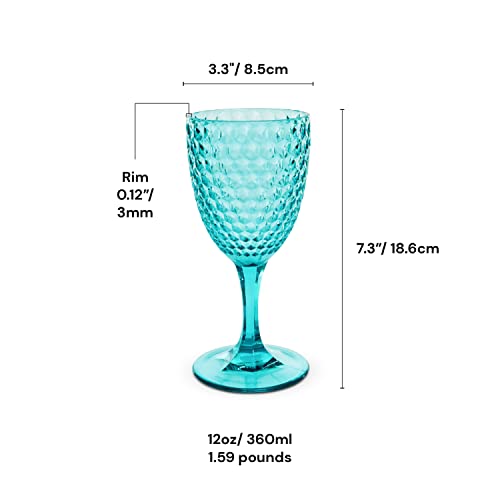 BELLAFORTE Shatterproof Tritan Premium Set of 4 Blue Glassware & Drinkware