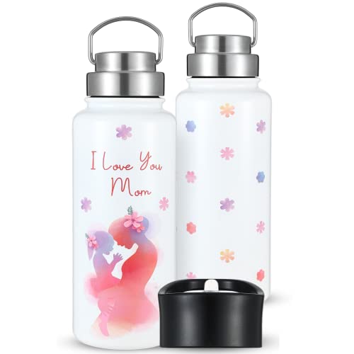 32 Oz Insulated Water Bottle With Two Lids, Mom Birthday Gifts From Daughter, Birthday Gifts For Mom, Mom Gifts From Daughters Thermo