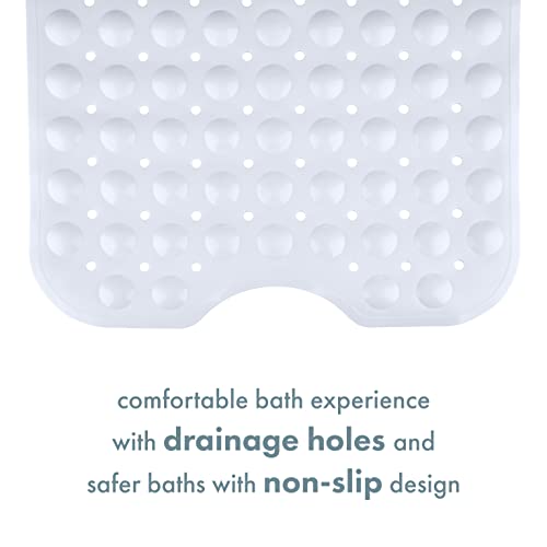 TranquilBeauty Non-Slip Bath Mat with Suction Cups | Bathtub Mats | Machine-Washable, Latex-Free | Shower Mat Ideal for Elderly & Children | White 40x16in Extra Long