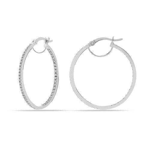 Lecalla 925 Sterling Silver Hoop Earrings for Women Earring Hoops for Women 30mm