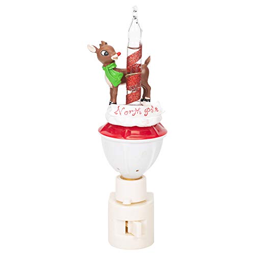 6.7 Inch Tall Rudolph North Pole Bubble Night Light Resin