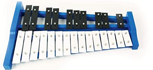 Professional Blue Wooden Soprano Glockenspiel Xylophone with 25 Metal Keys for Adults & Kids - Includes 2 Plastic Beaters