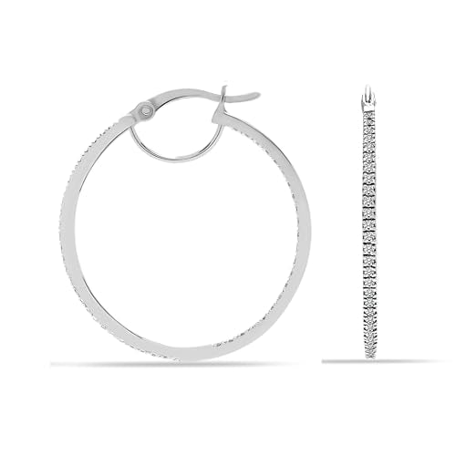 Lecalla 925 Sterling Silver Hoop Earrings for Women Earring Hoops for Women 30mm