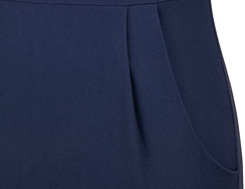 Muxxn Mock Collar Sleeveless Dresses Women's Garden Party Dress Navy Blue Small