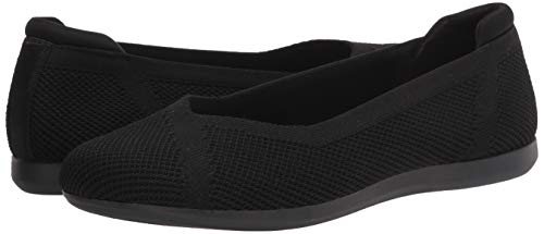 Clarks Womens Carly Wish Ballet Flat Black Knit 5 US Pair Of Shoes