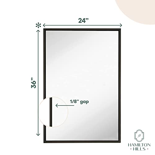 Hamilton Hills 24x36 Inch Framed Mirror Large Bathroom Mirrors for Wall Wenge