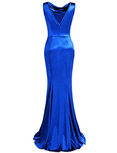 Muxxn Women's Vintage Mermaid Dress Length Cocktail Dress Royal Blue Large