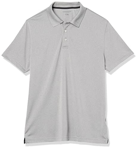 Amazon Essentials Men's Slim-Fit Quick-Dry Golf Polo Shirt, Light Grey Heather Small