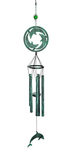 VP Home 39 Inch H Triadic Dolphins Wind Chimes Outdoor Garden Decor