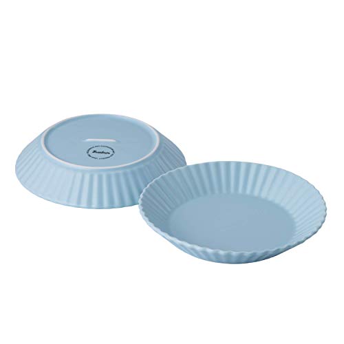 Bruntmor Set of 4 Elegant Matte 8" Round Ceramic Salad Plates Light Blue