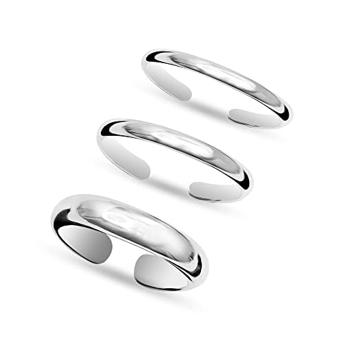 Lecalla 3 Pcs 925 Sterling Silver Ring Open Adjustable Toe Rings for Women