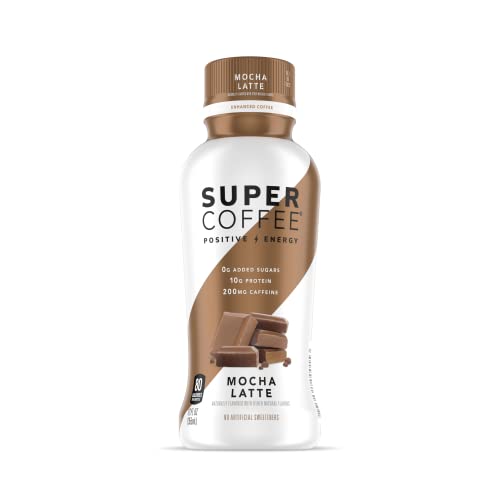Super Coffee, Iced Keto Coffee (0g Added Sugar, 10g Protein, 80 Calories) [Mocha Latte] 12 Fl Oz, 1 Pack | Iced Coffee, Protein Coffee, Coffee Drinks, Smart Coffee - SoyFree GlutenFree