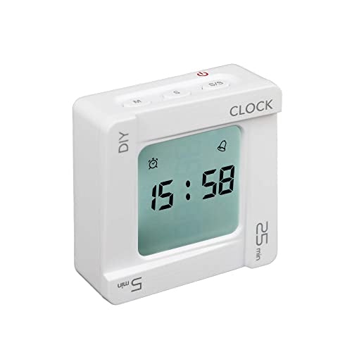 Kadams Square Rotating Timer for Pomodoro, Shake to Start, Battery operated Timer with Alarm and Backlight for Time Management, Visual Timer for Kids, Kitchen, Bathroom, Workout, Classroom, and Office