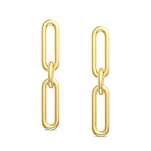 Lecalla Italian Paperclip Link Stud Earrings for Women Teen 25 mm